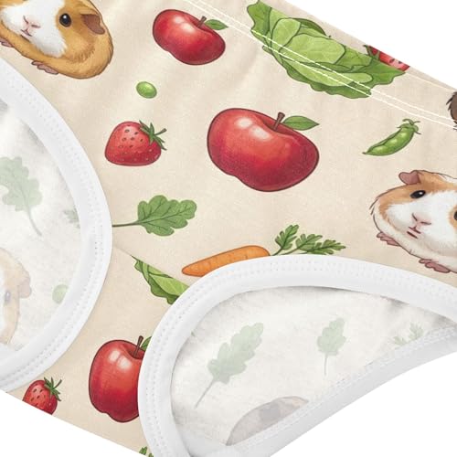 Cute Guinea Pigs Vegetables Beige Cute Panties Girl Toddler Girls Underwear Cotton Pattern Kids Undies Briefs 2t4