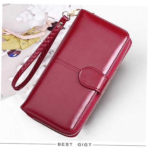 Pu Leather Crossbody Phone Purse Zipper Wallet Pockets Women Snap Closure Phone Bag Wallet Pouch Compact Pack Wine3