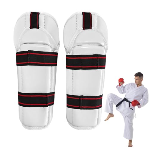 GLANSI Taekwondo Elbow Guards, Arm Protector Gear, Elbow Forearm Guard for Martial Arts, Kickboxing Karate Sparring, Unisex, White