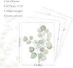 Howwii Botanical Boho Bathroom Decor Wall Art Prints, UNFRAMED Sage Green Plants Decor for Bedroom|Office, Minimalist Eucalyptus Leaves Watercolor Art Prints, Set of 4 Pictures, 8"x10" No Frames