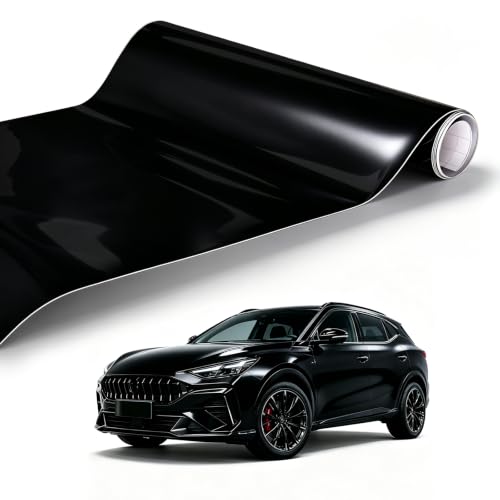 Image of Spurtar Vinyl Wrap for Cars Ultra Gloss Black 1ft X 5ft Self-Adhesive