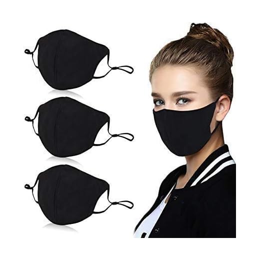 Máscaras unisex ajustables antipolvo, máscaras de algodón negro para actividades al aire libre, 3 paquetes