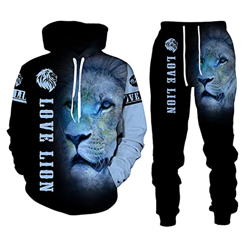 Sweat à capuche homme imprimé lion vêtement de sport automne hiver taille S