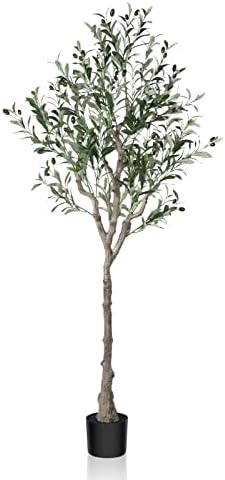Dr.Planzen Artificial Olive Tree,5FT Tall Fake Plant Faux Olive Plants for Indoor,Natural Fake Tree,Artificial Silk Plants for Office Home Living Room Floor Patio Greening Porch Decor,Set of 1