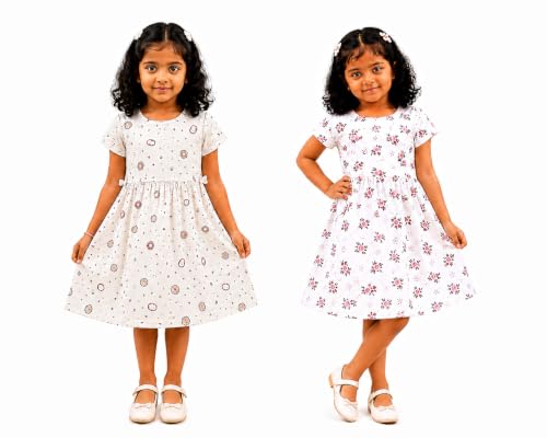 Image of Kids Girls Combo Frock | Girl Cotton Blend Dress | Princess Style Frock | Birthday, Casual & Festive Outfit