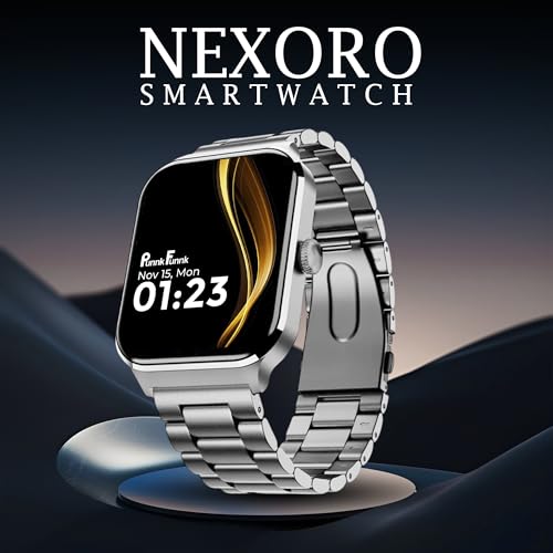 Image of PunnkFunnk Nexoro 2.01 inch Smartwatch for Men & Women Bluetooth Call, Heart Rate, SpO2, Sleep & 100+ Sports Modes, IP68 Waterproof, Compatible with Android & iPhone (Metal Grey)