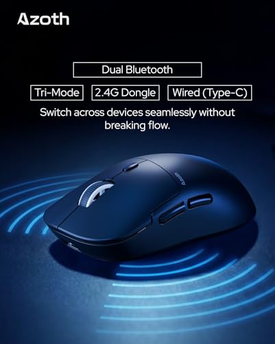 Image of AZOTH GM78W Wireless Gaming Mouse, 7-Button RGB Trimode Mouse with 12800 DPI, 2.4G /Bluetooth /Wired, Optical Sensor, Macro Software, 1000Hz Polling Rate, Lightweight Design for Laptop PC /Desktop