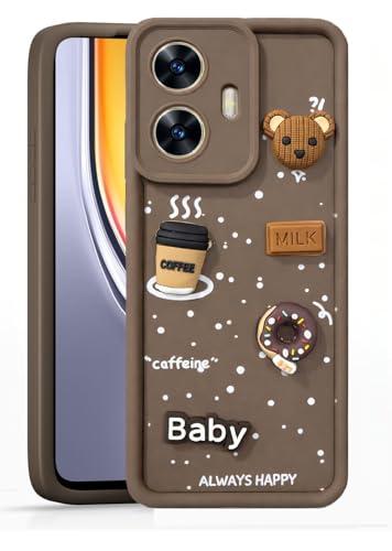 Image of Bintage Ball Bear| Donut| Milk Cake| Baby| Coffee Rubber Case Full Body & Camera Protection Back Cover Compatible for Realme Narzo N55 5G - Brown
