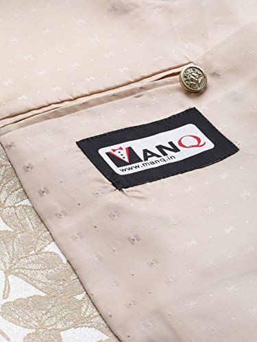 Image of MANQ Men Fawn Woven Jaquard Silk Nehru Jacket (Size:36)