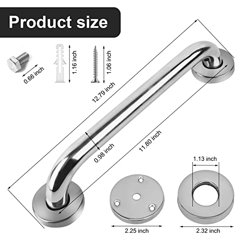 2 Pack 12 Inch Shower Grab Bars, Lonvichtt Stainless Steel Shower Handle, Bathroom Safety Bars, Elderly, Pregnant, Handicap Senior Assist Bath Handle #TOP1