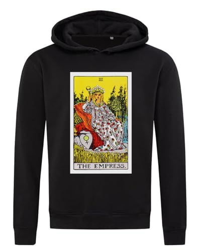 Sweat à capuche hoodie noir mystique imprimé tarot en coton mélangé
