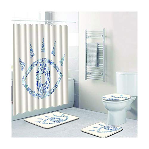 HSF Kreativer Duschvorhang, Fußmatte, WC, Duschmatte, 4-teiliges Set, Badematte (Farbe: J, Größe: 45 x 75 cm)