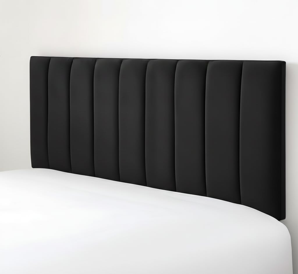 Cloudmere Luxury Portland Headboard Elegant design Plush Velvet 20" Divan Bed | Upholstered Padded Headboard for Divan Beds, Bedroom and Hotel Furniture (4Ft Small Double - Black)