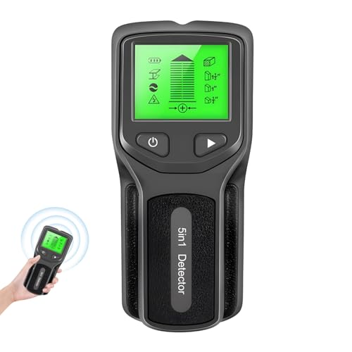 Stud Finder Wall Scanner, Wire Detector for Wall 5 in 1 Electronic Stud with LCD Display, Live Wire Detector for Wood, Metal and Ac Wire Detection (Black)