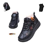 Bottes de cheville extérieures florales pour femmes : La laine fine et duveteuse recouvre l'intérieur des bottes d'hiver pour vous garder au chaud et suffisamment au sec, et offre une expérience confortable à vos pieds. Les bottes enveloppent vos pieds de chaleur comme une couette chaude en hiver