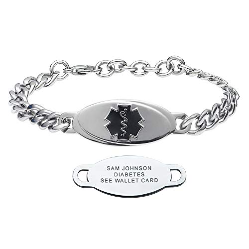 Divoti Custom Engraved Pure Titanium Wave Medical Alert Bracelet for Women with Free