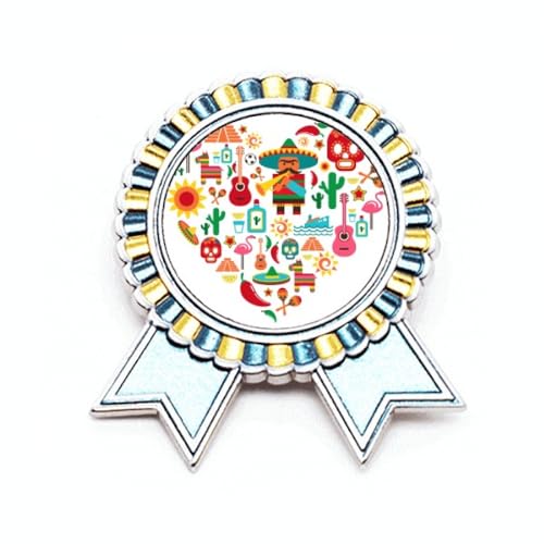 Broche Mexique Sombrero en métal fini les déguisements ternes avec cette médaille M