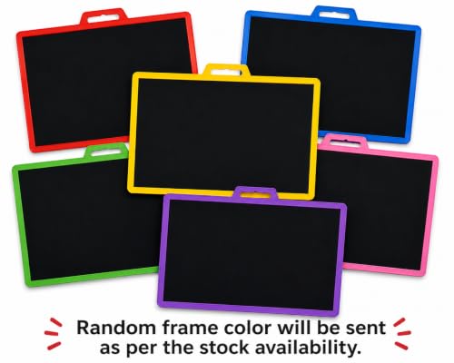 Image of YAJNAS Double Sided Blackboard Slate 12 x 10 Inch | Kids Writing Slate | Reusable Chalkboard | Pre-Writing Learning Toy | Colourful Frame