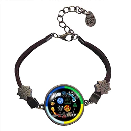 Handmade By Sichong Fashion Elements Fire Water Tribe Earth Kingdom Air Nomads Art Symbol Avatar the last Airbender Bracelet Legend of Korra Pendant Charm Cosplay Colorful New