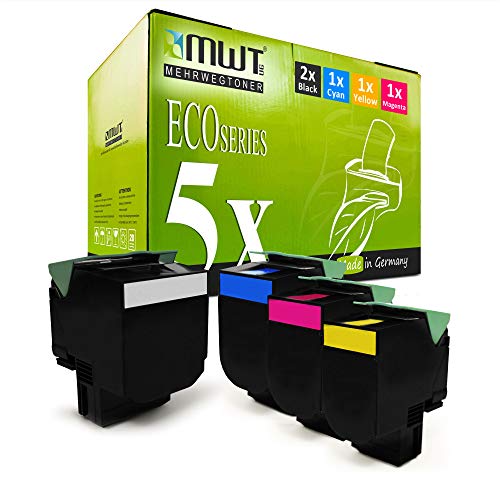 Toners réutilisables XXL pour Lexmark CS410n Pack de 5 cartouches haute capacité