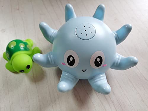 KINSI Juguetes de Baño, Juguetes Niños para Bebe Bañera, Pulpo Agua Piscina Juguetes Regalos con Tortuga Sonora Baby Bath Toys (Azul)
