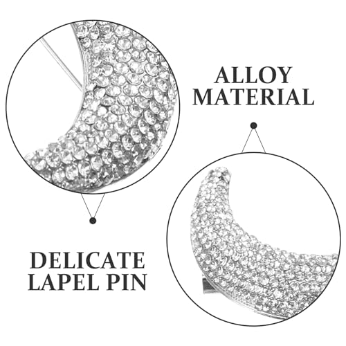 Image of Full Diamond Moon Brooch Pin - Metal Suit Jewelry Pin Badge Shawl Alloy Rhinestones