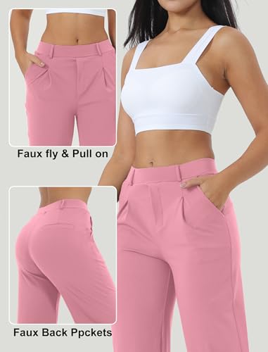 Image of Wide Leg Work Pants for Woman Stretchy Office Slack Dress Pants Business Trousers with Pockets