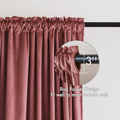 Image of MIULEE Dusty Rose Pink Blackout Velvet Curtains 102 Inch Long 52 inchx102 inch | Luxurious Bedroom Living Room Decor, Room Darkening, Thermal Insulated, Rod Pocket Design, Super Soft Fabric, Extra Long