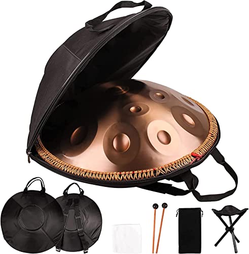 Handpan Drum de 12 notas, 22 pulgadas, acero inoxidable con bolsa suave, percusión armónica para sanación sonora, meditación personal, yoga, dorado miniatura 3