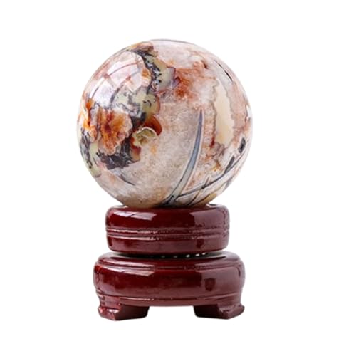 Crystal Dragon Pattern Geode Ball with Stand Feng Shui Crystal Ball for Divination Witchcraft Home Decor,50~55mm