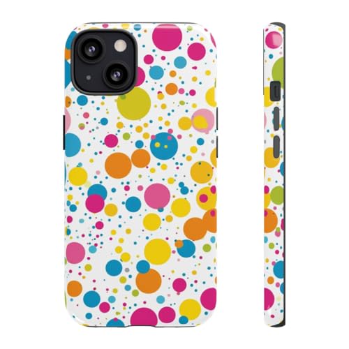 Coque rigide brillante pour iPhone 13 avec motif pois colorés exclusif