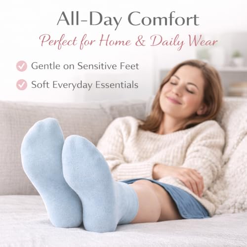 ITRAT Diabetic sock for Woman- Non Elastic Wide Honey Comb Top Soft Cuff Ankle Wide Grip Odema Friendly Non Binding Circulatory For Swollen Feet legs Size 4-7 (Pastel (6 Pairs)) - 3