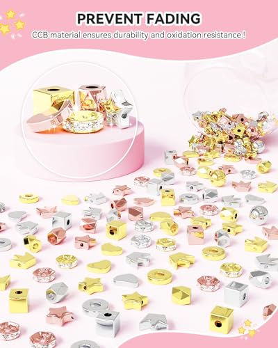 ARTDOT Kit de 1740 contas de ouro para fazer pulseiras da amizade, 8 formas organizadas para fabrica