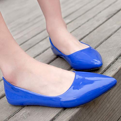 MAVMAX Women's Patent Leather Ballet Flats Pointed Toe Pumps3