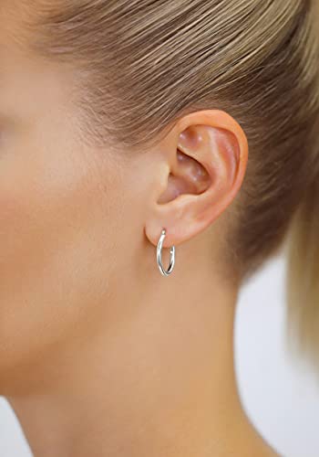Image of 14k White Gold Classic Round Hoop Earrings