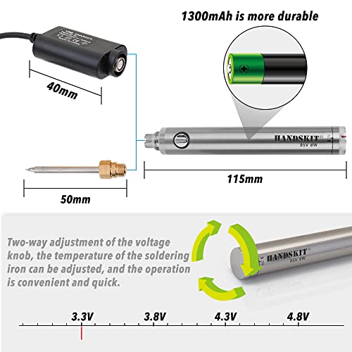 yeacher Ferro de solda Ferro de solda de carregamento sem fio Mini ferro de solda de bateria portáti
