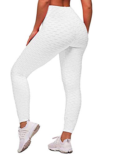 UUAISSO Leggins Deportivos Yoga Pantalón Cintura Alta Fitness Pilates Pantalón Leggin Blanco XL