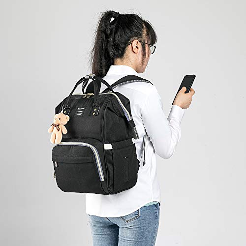 Bolsa Mochila Maternidade Madami Multifuncional Espaçosa C/Gancho para carrinho (Preto)