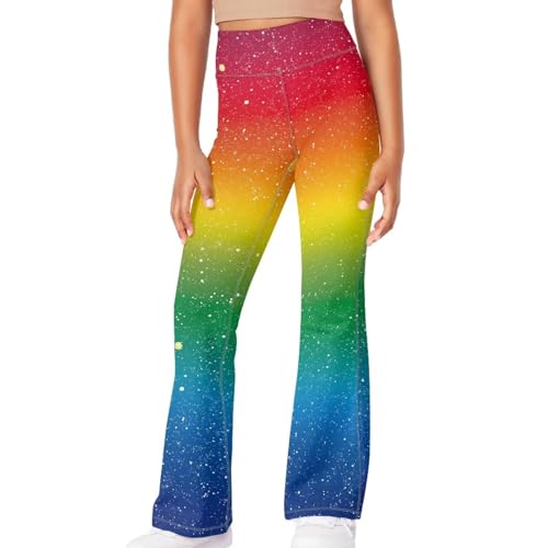 Rainbow Girl's Flared Yoga Pants High Waisted Trousers Bootcut Breathable Casual Pants Activewear Kids Bell Bottoms4