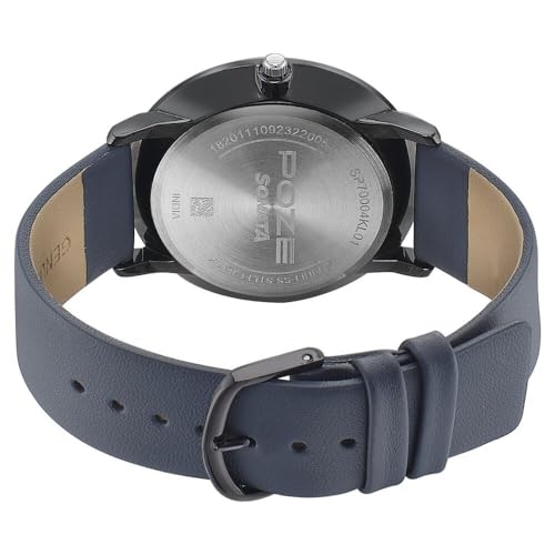 Image of Sonata Poze Quartz Analog Blue Dial Leather Strap Watch for Men-SP70004KL01