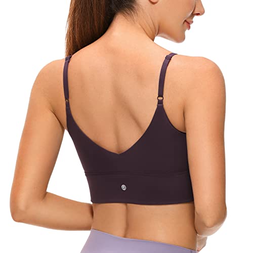 Image of CRZ YOGA V Back Longline Sports Bras | Medium Support, Removable Pads, Yoga, Brushed, Scoop Neck, Spaghetti Straps, for Women