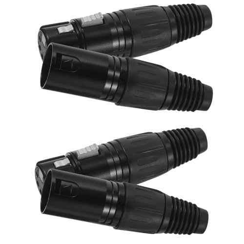 LRXIYODE 4 Pièces Adaptateur XLR Broches Noir Connecteurs Microphone Stéréo Argenté Conversion Câble Audio pour Tables de Mixage et Enregistrements Professionnels