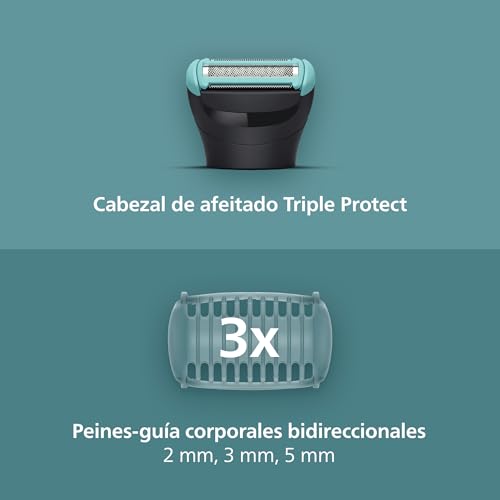 Philips Afeitadora Corporal Series 5000 - Recortador para Hombre con Sistema Triple Protect, Afeita y Recorta la Zona Íntima, Apta para la Ducha, 100 min. de autonomía. Modelo BG5470/15 - imagen 3