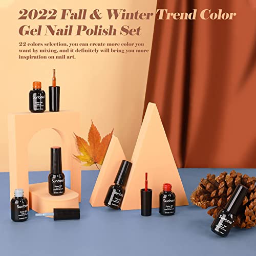 Sunbow Gel Nail Polish Red Green Klein Blue 22 Colors Collection, All Season Nail Art Kit With Glossy And Matte Top Base Coat Gift - Aegean Legend #TOP1