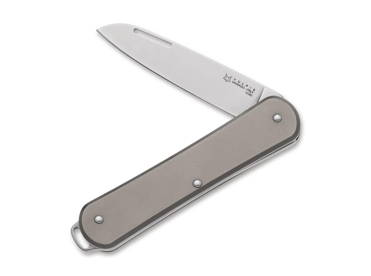 Böker Fox Vulpis 130 TI Taschenmesser von Böker, M390 Wharncliffe Klinge, Slipjoint Messer mit Titan Griff, ultraleichtes EDC Messer, 01FX1001