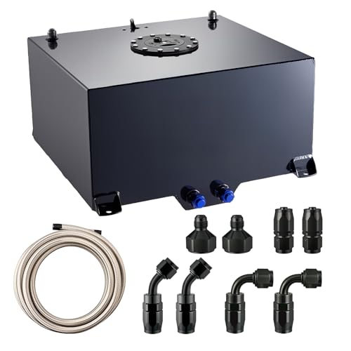 EVIL ENERGY 15 Gallon Fuel Cell Tank Aluminum with Level Sender 6AN 12FT CPE Fuel Line Kit Black