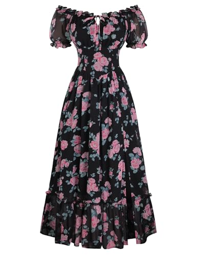 pink and black summer dresses Scarlet Darkness Floral Corset Dress Women Cottagecore Flowy Dress Floral S : Clothing, Shoes & Jewelry a weekend date 90s Style 90s Slip theme Color:Champagne (Gold)