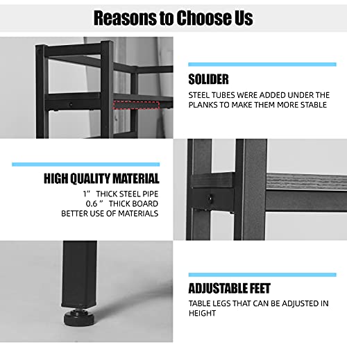 Ygbh 5-Tier Kitchen Bakers Rack With Hutch,Coffee Station,Microwave Oven Stand,Utility Storage Rack For Home Office,Easy Assembly,Rustic Brown And Black (Black),Jzwbl001,Small #TOP6