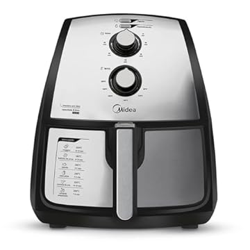 Fritadeira Airfryer Sem Óleo, 4L, Inox, inclui o Barril do Bolo, 110v, Midea