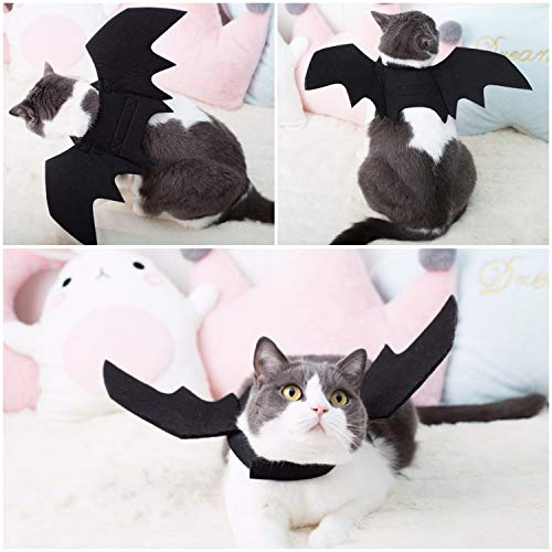 Brocarp Cat Bat Wings, Halloween Costumes Cat Clothes, Pet Apparel for Small Cats, Cute Kitten Costume Dress up Accessories for Festival Party Cosplay Decoration (Black)